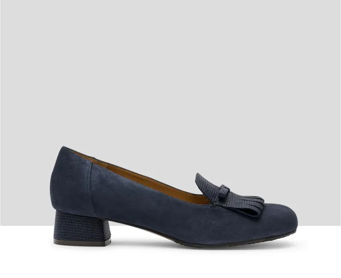 Women Medium Heel Audley Shoes Low Heel Leather Shoe Itamar Blue