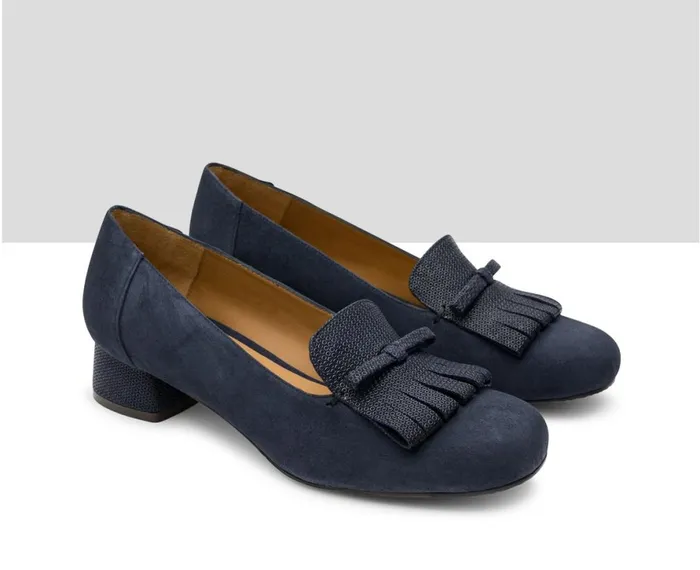 Women Medium Heel Audley Shoes Low Heel Leather Shoe Itamar Blue