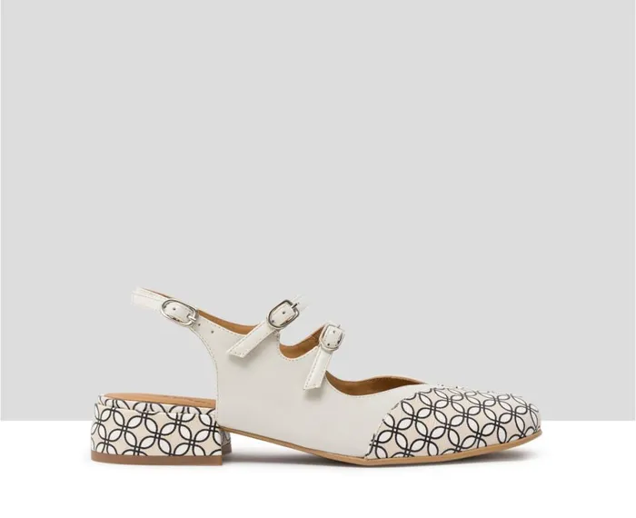Women Medium Heel Audley Shoes Low Heel Leather Shoe Jalila Beige