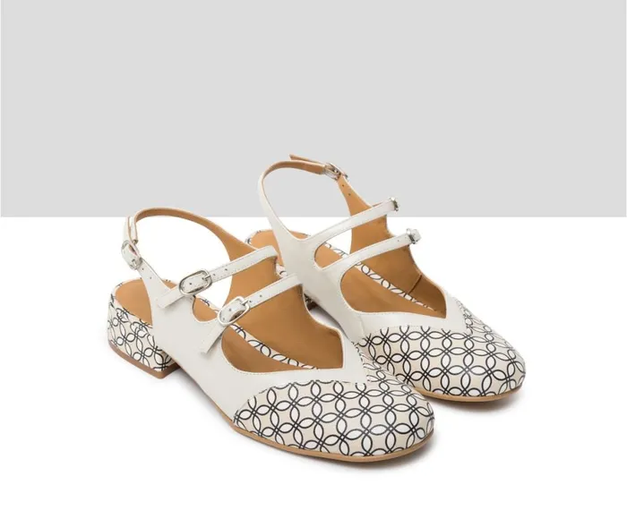 Women Medium Heel Audley Shoes Low Heel Leather Shoe Jalila Beige