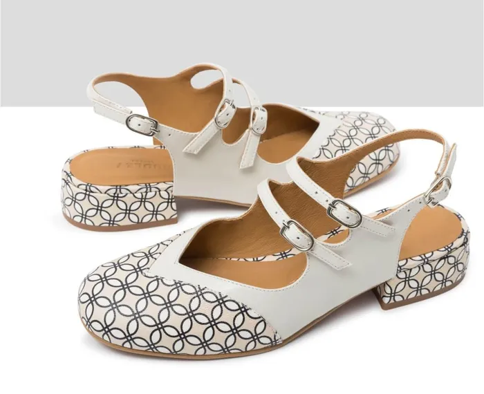Women Medium Heel Audley Shoes Low Heel Leather Shoe Jalila Beige