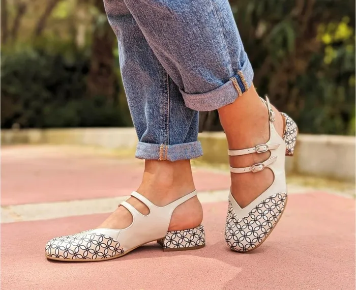 Women Medium Heel Audley Shoes Low Heel Leather Shoe Jalila Beige