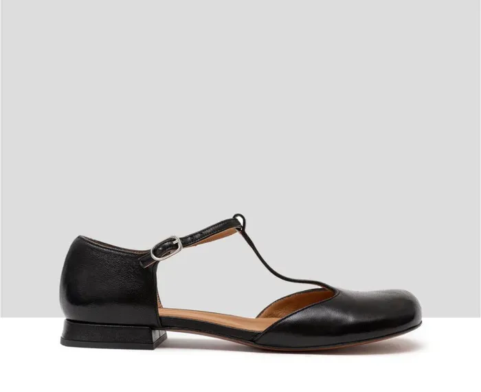 Women Medium Heel Audley Shoes Low Heel Leather Shoe Lily Black
