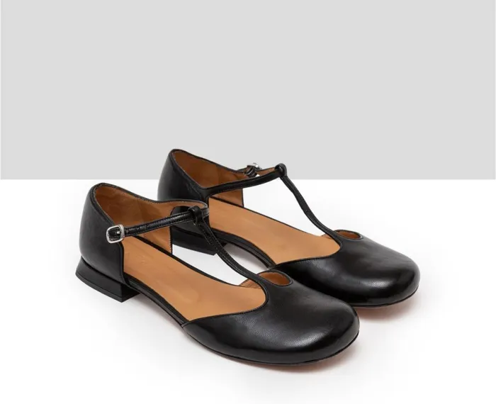 Women Medium Heel Audley Shoes Low Heel Leather Shoe Lily Black