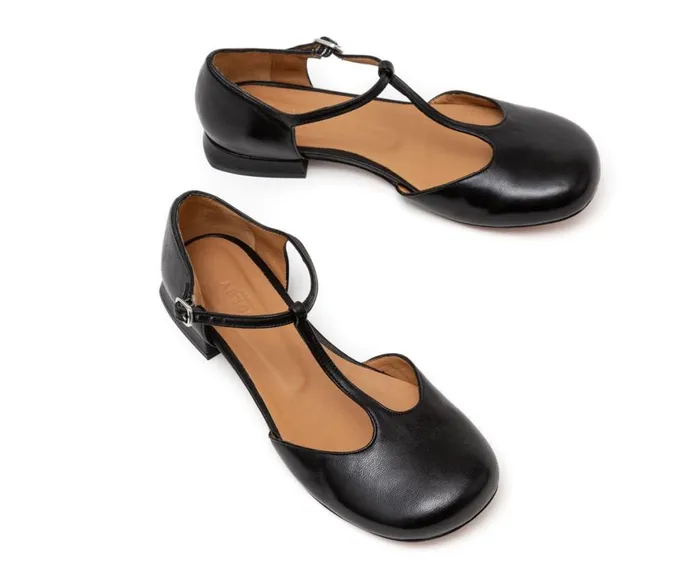 Women Medium Heel Audley Shoes Low Heel Leather Shoe Lily Black