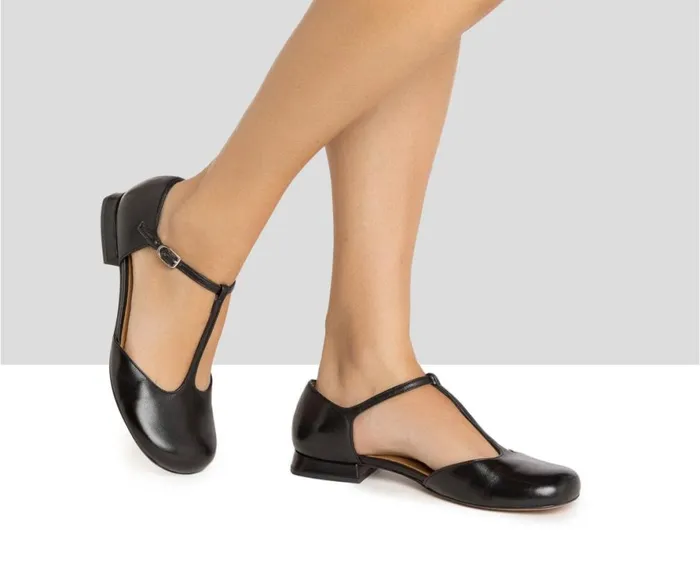 Women Medium Heel Audley Shoes Low Heel Leather Shoe Lily Black