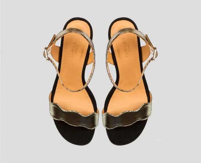 Women Medium Heel Audley Shoes Medium Heel Leather Sandal Deborah Black