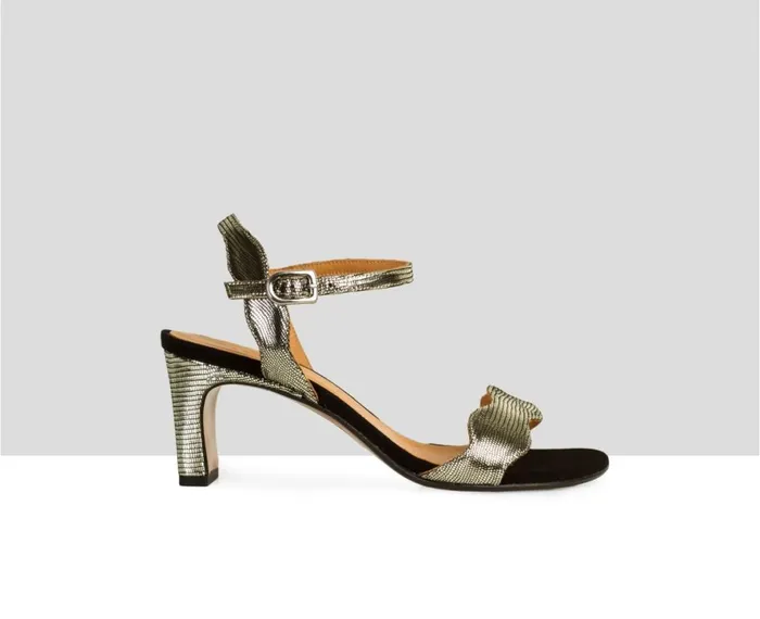 Women Medium Heel Audley Shoes Medium Heel Leather Sandal Deborah Black
