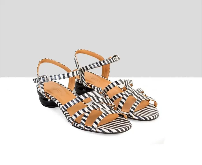 Women Medium Heel Audley Shoes Medium Heel Leather Sandal Dilara Black