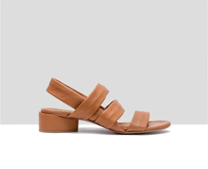 Women Medium Heel Audley Shoes Medium Heel Leather Sandal Fleur Brown