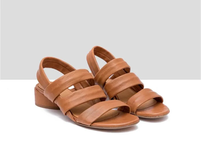 Women Medium Heel Audley Shoes Medium Heel Leather Sandal Fleur Brown
