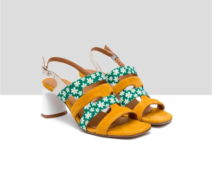 Women Medium Heel Audley Shoes Medium Heel Leather Sandal Flora Mustard