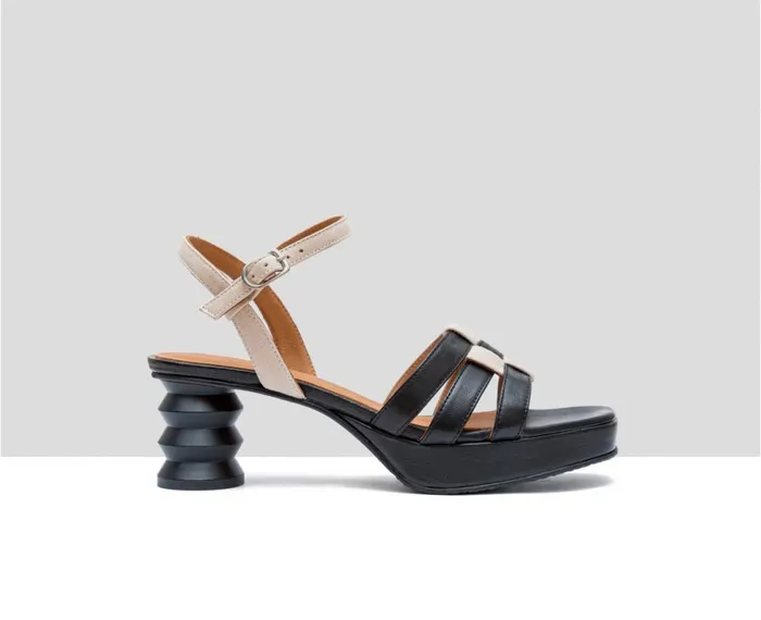 Women Medium Heel Audley Shoes Medium Heel Leather Sandal Fulberta Beige