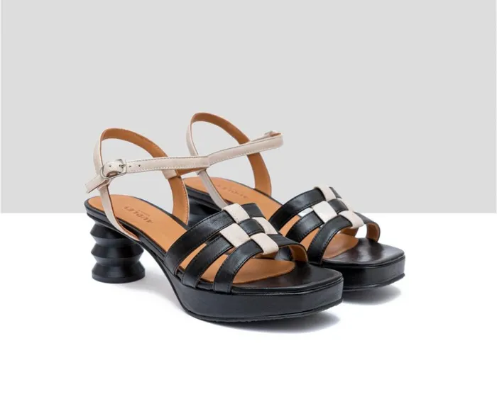 Women Medium Heel Audley Shoes Medium Heel Leather Sandal Fulberta Beige