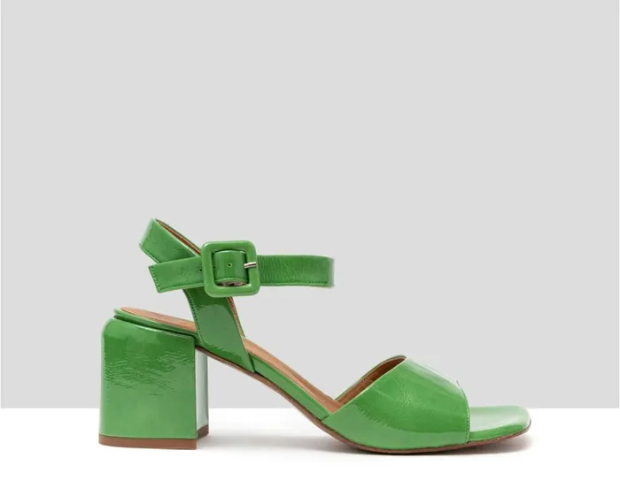 Women Medium Heel Audley Shoes Medium Heel Leather Sandal Hanin Green