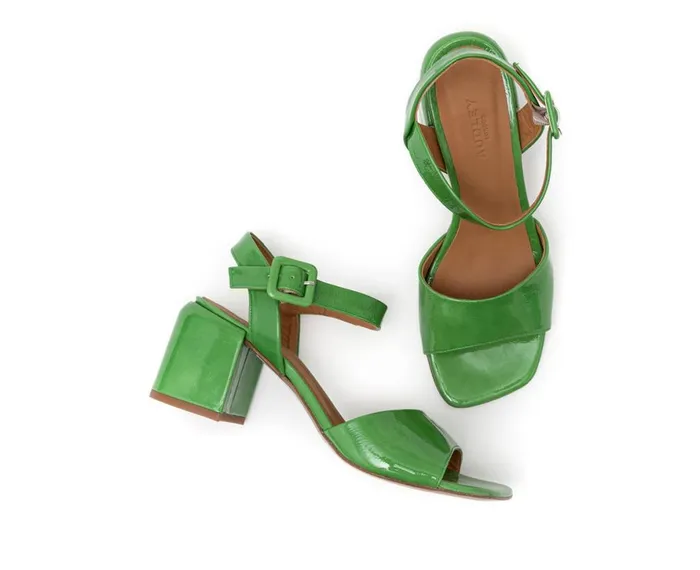 Women Medium Heel Audley Shoes Medium Heel Leather Sandal Hanin Green