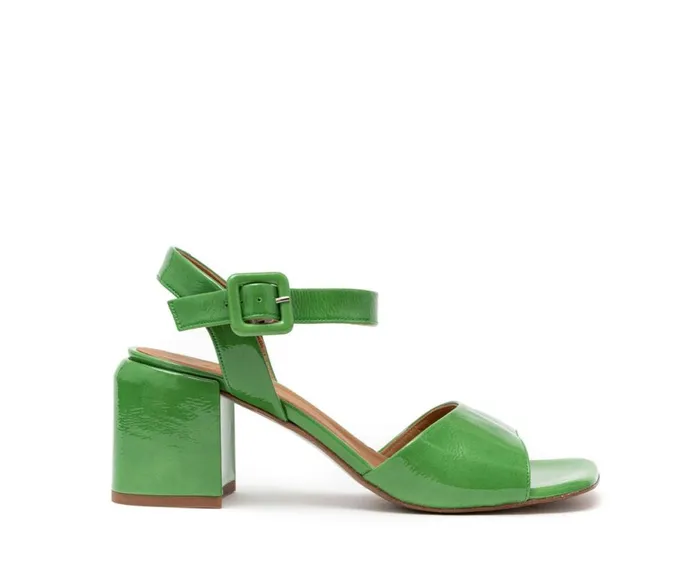 Women Medium Heel Audley Shoes Medium Heel Leather Sandal Hanin Green