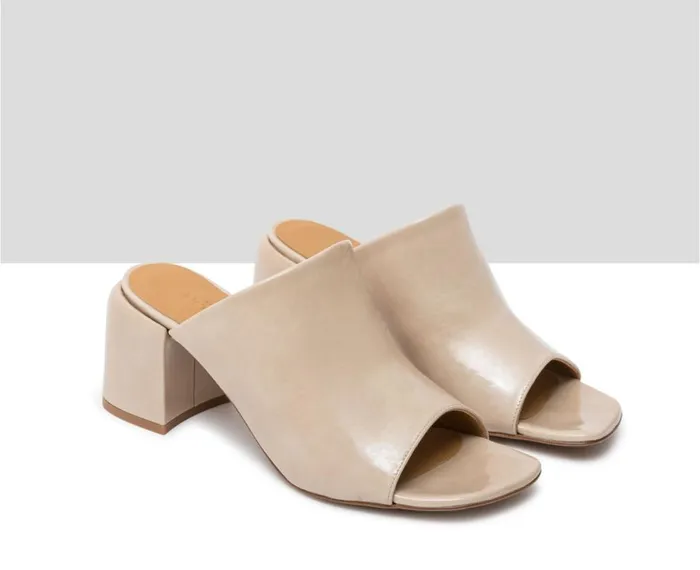 Women Medium Heel Audley Shoes Medium Heel Leather Sandal Helia Beige