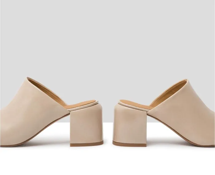 Women Medium Heel Audley Shoes Medium Heel Leather Sandal Helia Beige