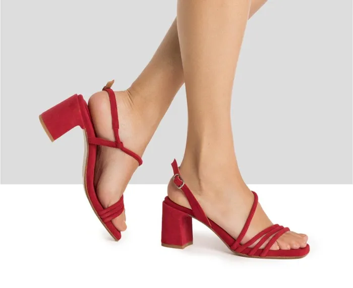 Women Medium Heel Audley Shoes Medium Heel Leather Sandal Helle Red