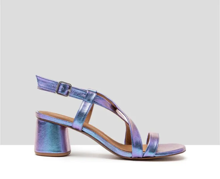 Women Medium Heel Audley Shoes Medium Heel Leather Sandal Himar Blue