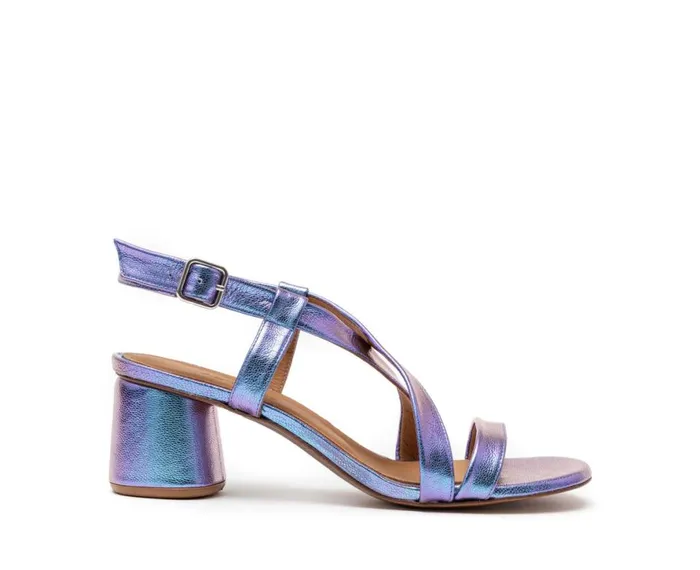 Women Medium Heel Audley Shoes Medium Heel Leather Sandal Himar Blue