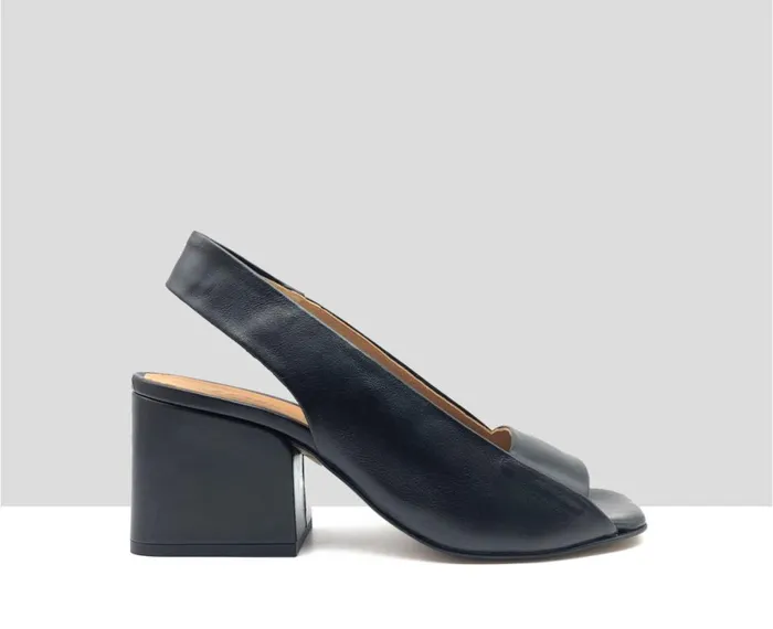 Women Medium Heel Audley Shoes Medium Heel Leather Sandal Johan Black
