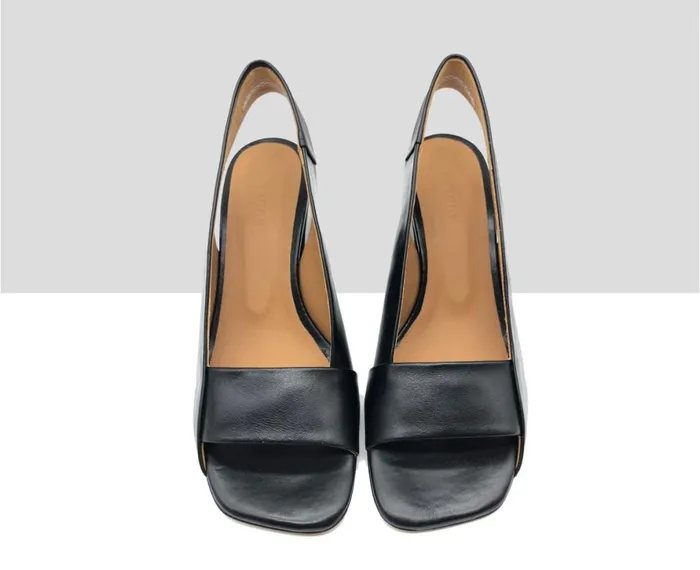 Women Medium Heel Audley Shoes Medium Heel Leather Sandal Johan Black