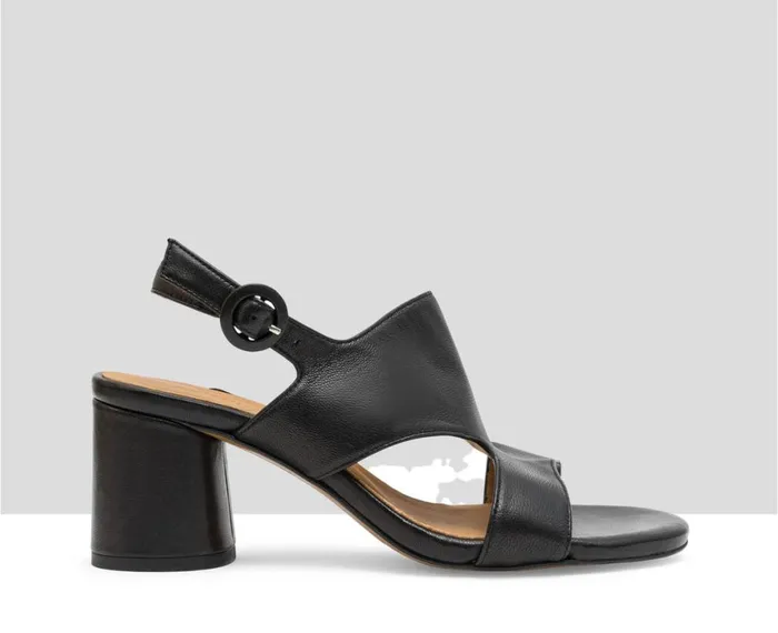 Women Medium Heel Audley Shoes Medium Heel Leather Sandal Laury Black