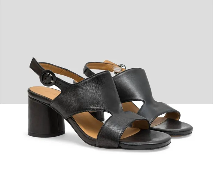 Women Medium Heel Audley Shoes Medium Heel Leather Sandal Laury Black