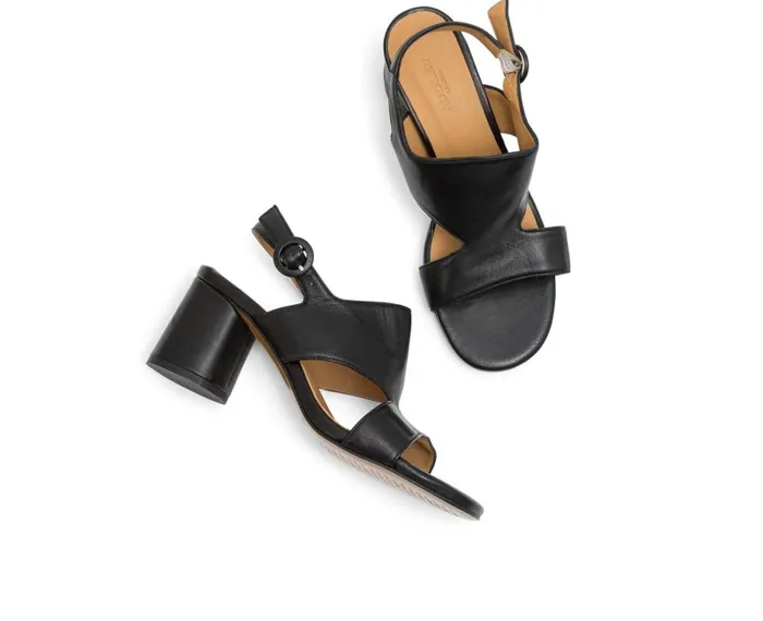 Women Medium Heel Audley Shoes Medium Heel Leather Sandal Laury Black