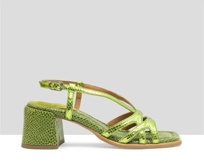 Women Medium Heel Audley Shoes Medium Heel Leather Sandal Lisseth Green