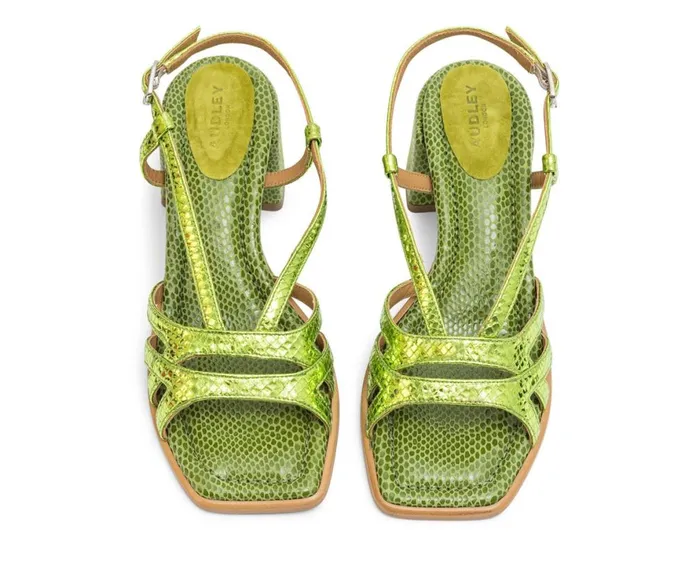 Women Medium Heel Audley Shoes Medium Heel Leather Sandal Lisseth Green