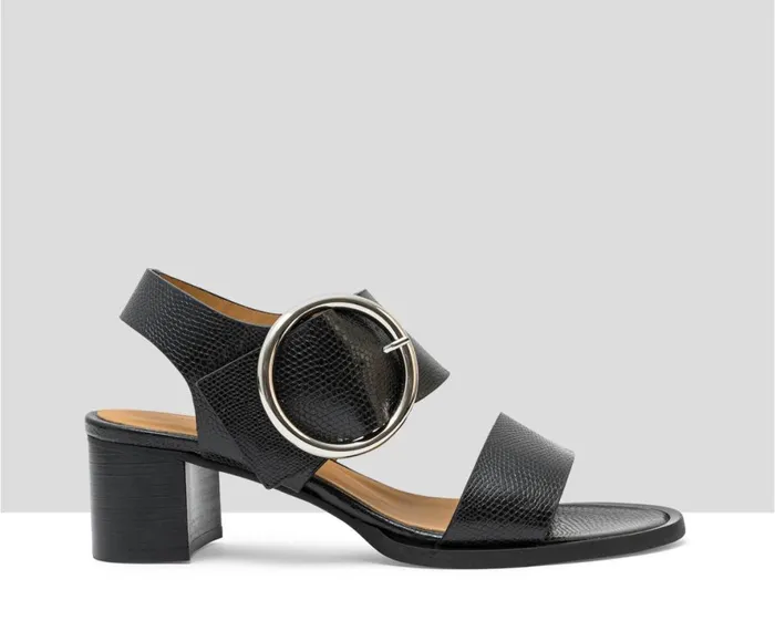 Women Medium Heel Audley Shoes Medium Heel Leather Sandal Lulu Black