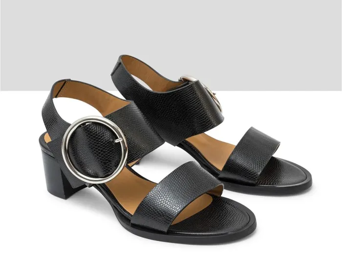 Women Medium Heel Audley Shoes Medium Heel Leather Sandal Lulu Black