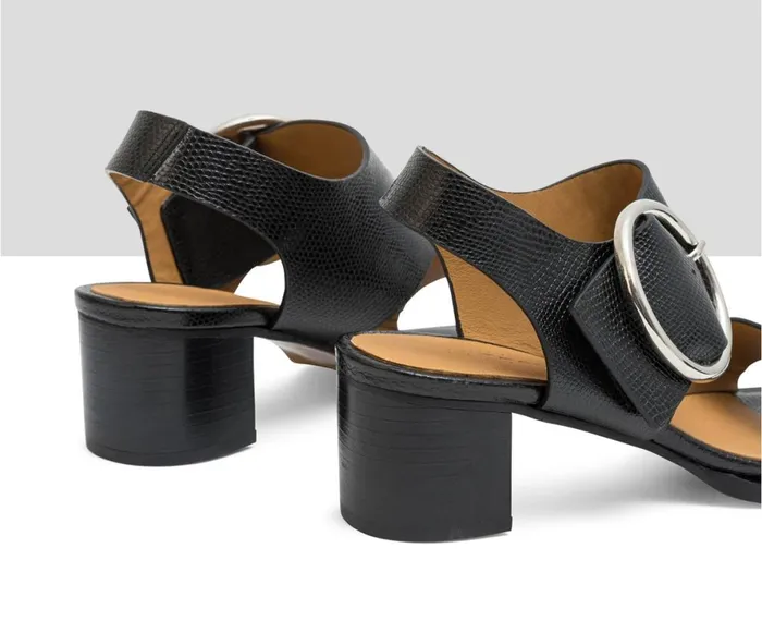 Women Medium Heel Audley Shoes Medium Heel Leather Sandal Lulu Black