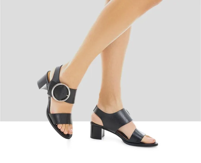 Women Medium Heel Audley Shoes Medium Heel Leather Sandal Lulu Black