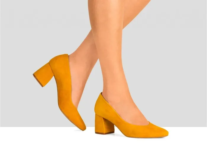 Women Medium Heel Audley Shoes Medium Heel Leather Shoe Doreen Mustard