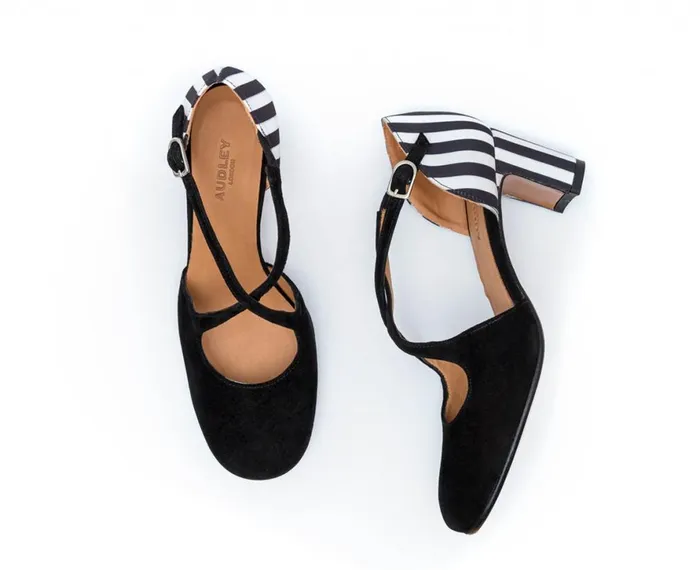Women Medium Heel Audley Shoes Medium Heel Leather Shoe Froila Black