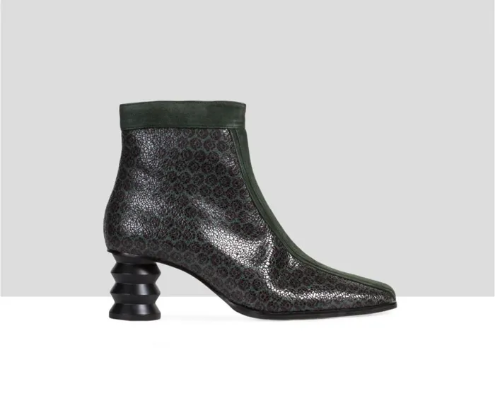 Women Medium Heel Audley Shoes Mid Heel Leather Bootie Engel Green