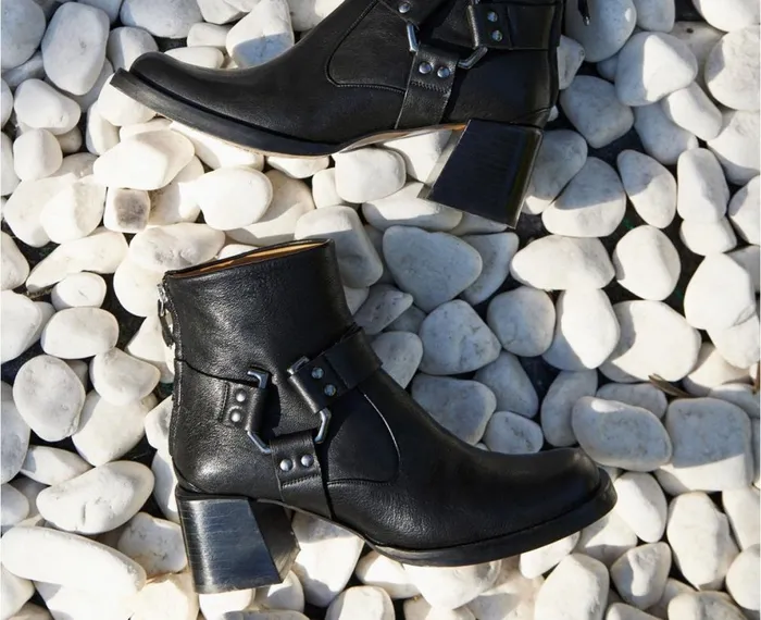 Women Medium Heel Audley Shoes Mid Heel Leather Booties Giselle Black