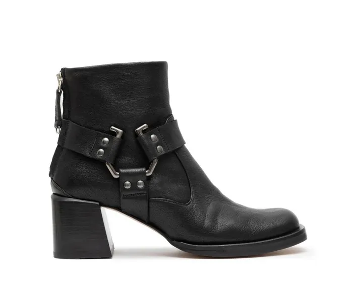 Women Medium Heel Audley Shoes Mid Heel Leather Booties Giselle Black
