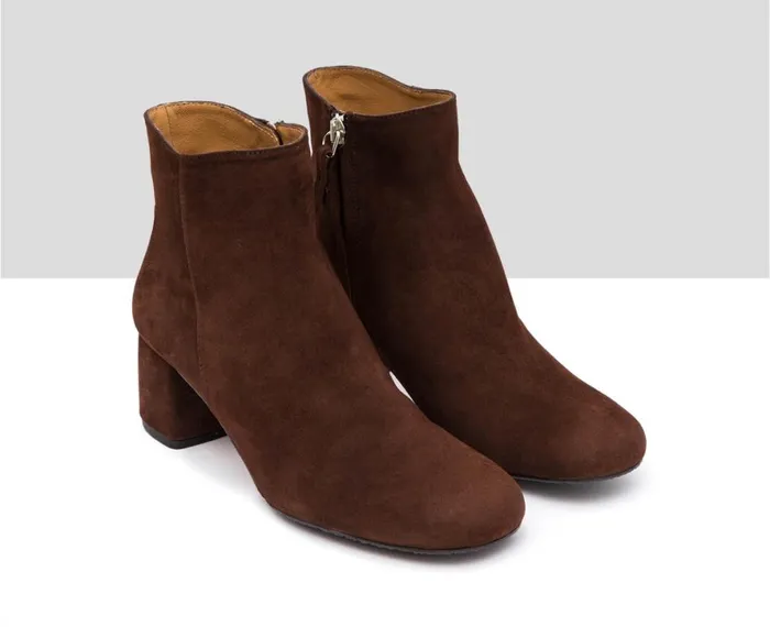 Women Medium Heel Audley Shoes Mid Heel Leather Booties Ivet Brown