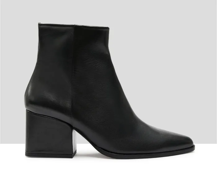Women Medium Heel Audley Shoes Mid Heel Leather Booties Kiona Black