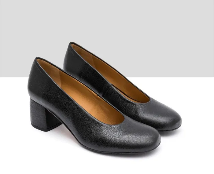 Women Medium Heel Audley Shoes Mid Heel Leather Shoe Isabel Black
