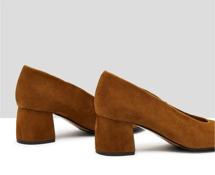 Women Medium Heel Audley Shoes Mid Heel Leather Shoe Isidora Brown