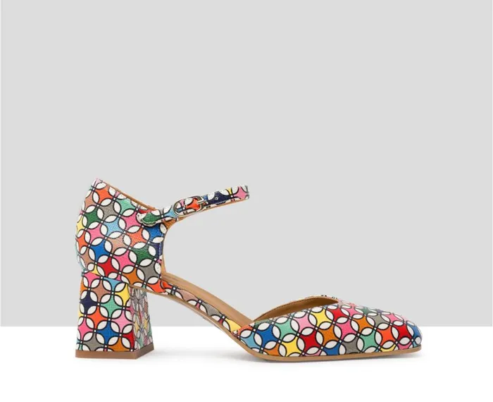 Women Medium Heel Audley Shoes Mid Heel Leather Shoe Jaima Print