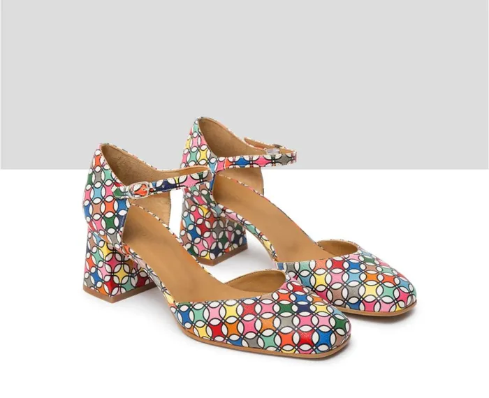 Women Medium Heel Audley Shoes Mid Heel Leather Shoe Jaima Print