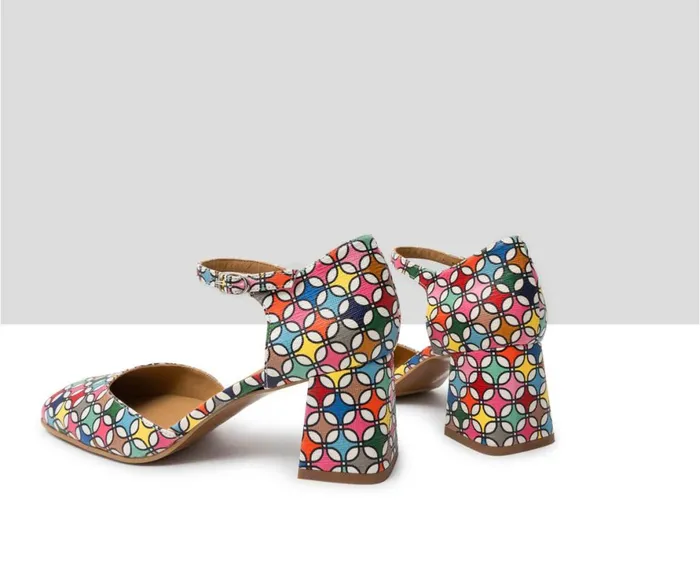 Women Medium Heel Audley Shoes Mid Heel Leather Shoe Jaima Print