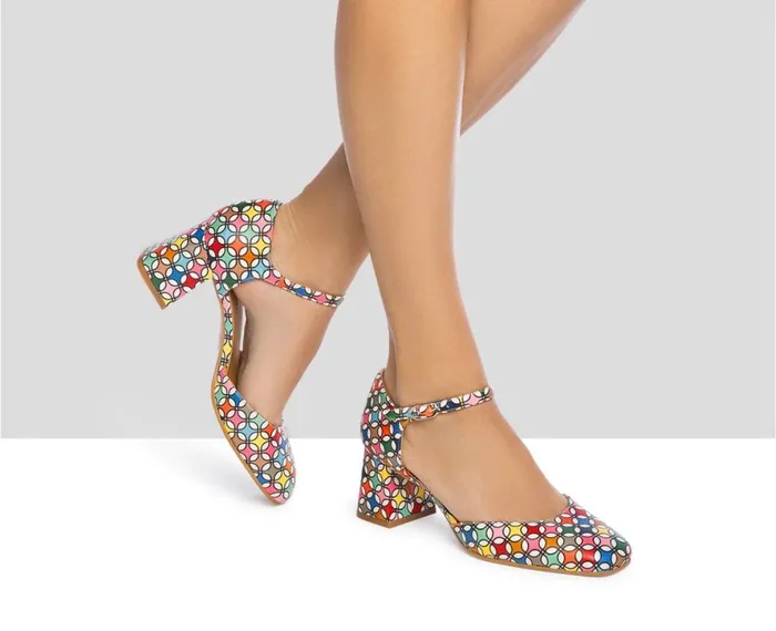Women Medium Heel Audley Shoes Mid Heel Leather Shoe Jaima Print